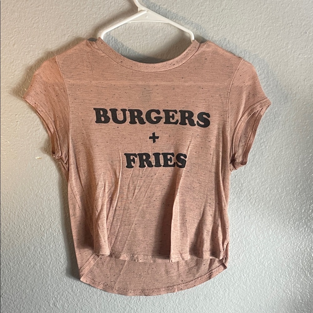 ✨LAST CHANCE ✨H&M Light Pink 'Burgers + Fries' Tee